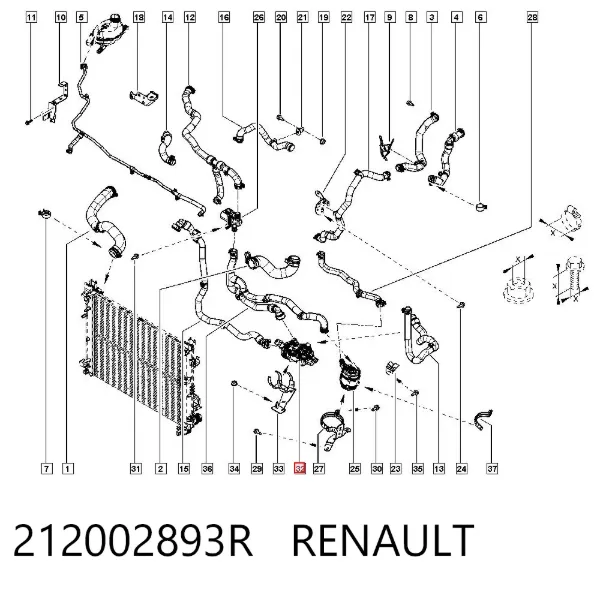 Caja de termostato 212002893R Renault (RVI)