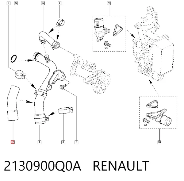 Manguera radiador 2130900Q0A Renault (RVI)