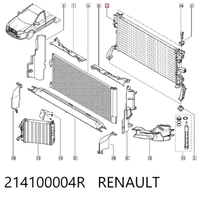 Radiador de refrigeración del motor RENAULT 214100004R