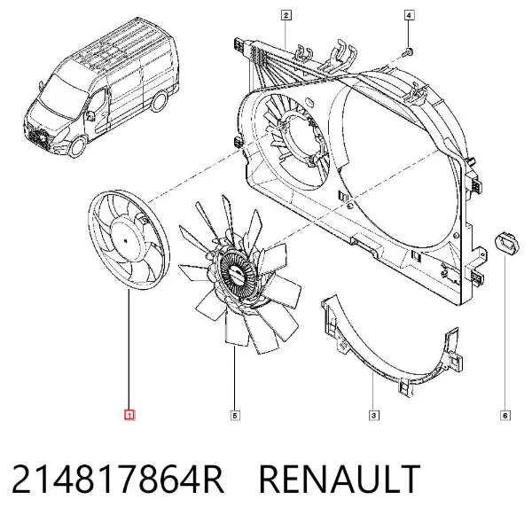 Ventilador de refrigeración completo derecho (motor y hélice) 214817864R Renault (RVI)