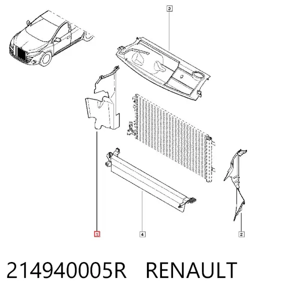 Deflector de aire del radiador derecho 214940005R Renault (RVI)