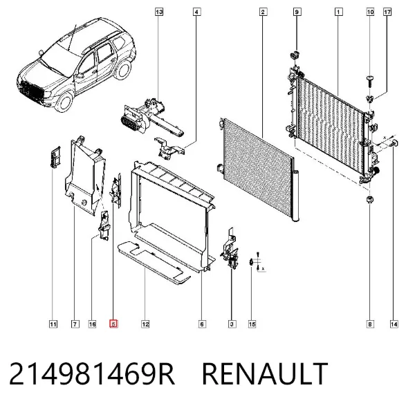 Soporte del difusor del ventilador 214981469R Renault (RVI)