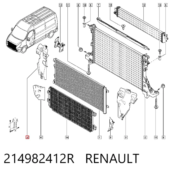 Deflector de aire del radiador derecho 214982412R Renault (RVI)