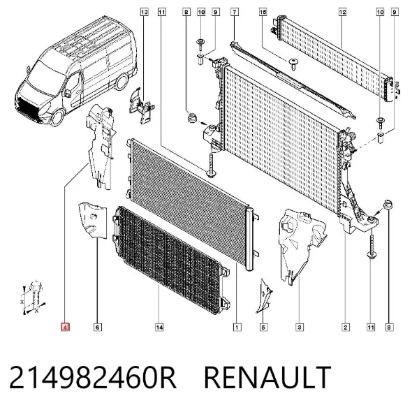 Deflector de aire del radiador derecho 214982460R Renault (RVI)