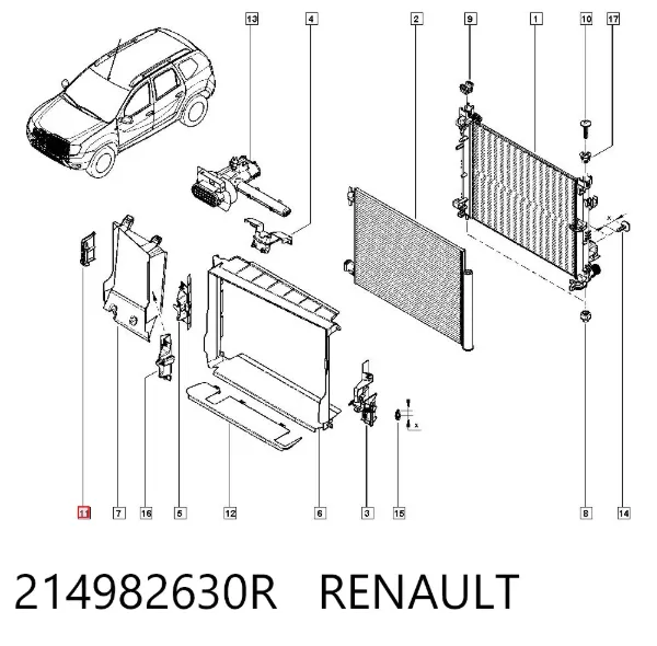 Deflector de aire del radiador derecho 214982630R Renault (RVI)