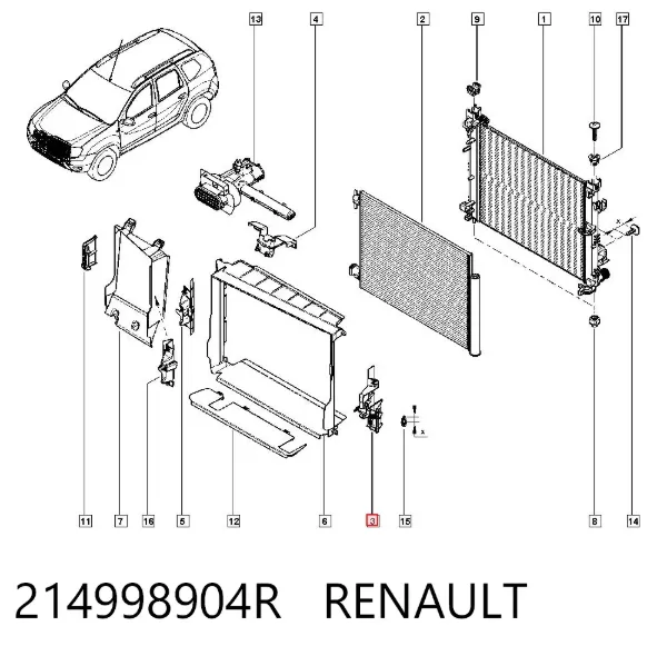 Soporte del difusor del ventilador 214998904R Renault (RVI)
