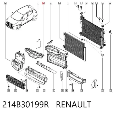 Deflector de aire superior del radiador RENAULT 214B30199R