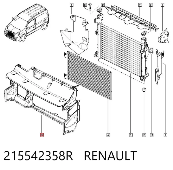 Deflector de aire del radiador 215542358R Renault (RVI)