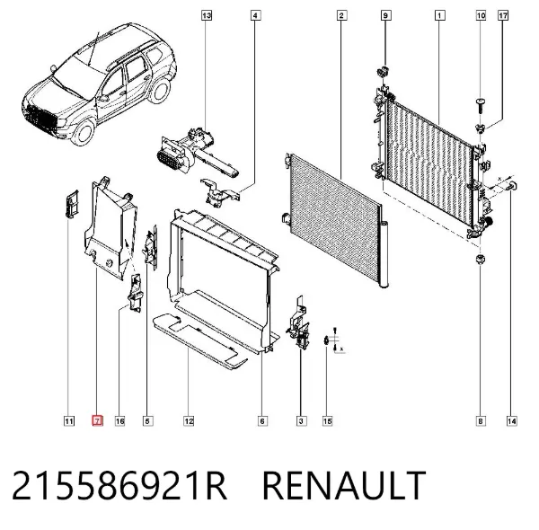 Difusor de intercooler 215586921R Renault (RVI)
