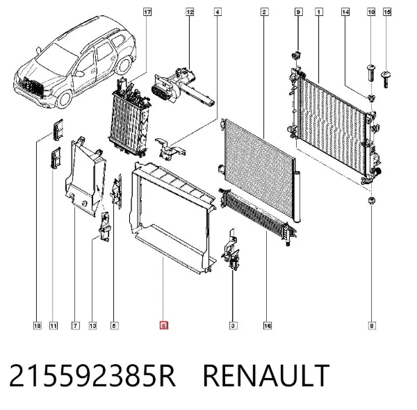Deflector de aire del radiador 215592385R Renault (RVI)