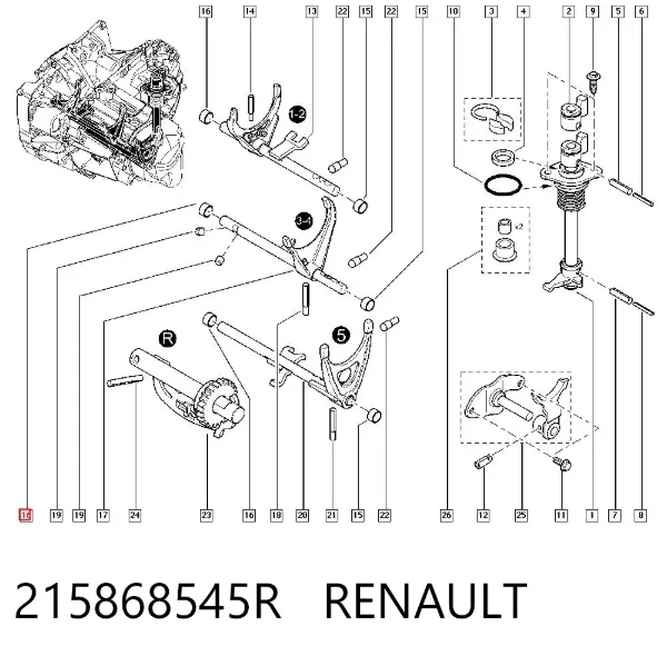 Casquillo palanca cambio 215868545R Renault (RVI)