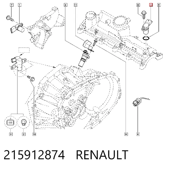 Sensor de árbol de levas 215912874 Renault (RVI)