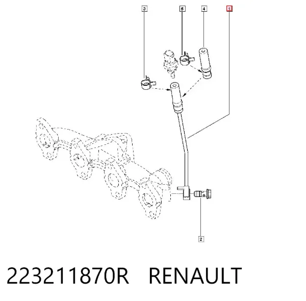 Tubo del sensor de presión de gases de escape 223211870R Renault (RVI)