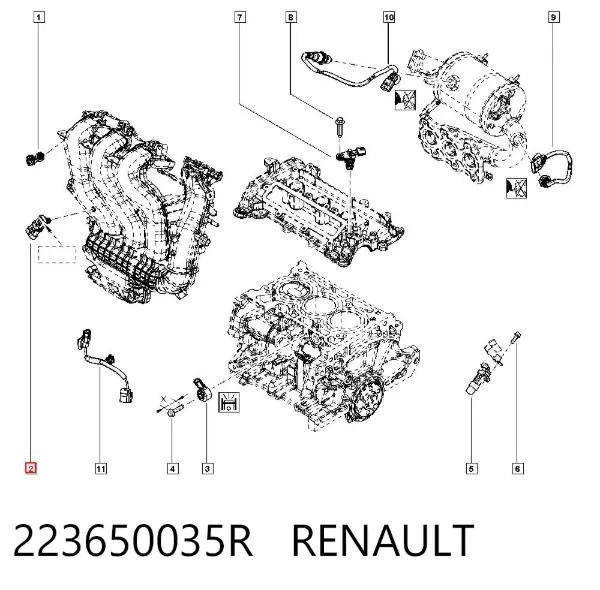 Sensor de presión del colector de admisión 223650035R Renault (RVI)
