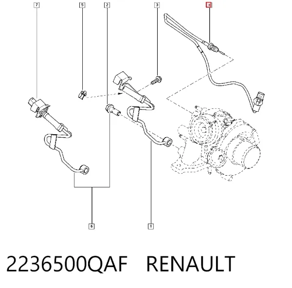 Sensor de temperatura de gases de escape antes de la turbina 2236500QAF Renault (RVI)