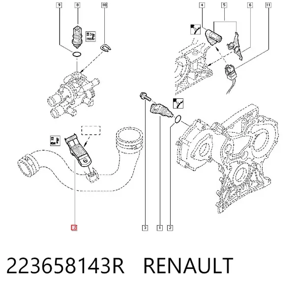 Sensor de presión del colector de admisión 223658143R Renault (RVI)