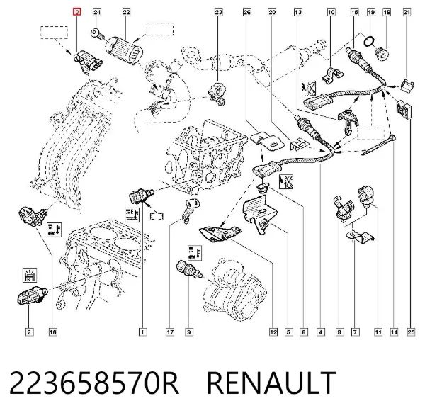 Sensor de presión del colector de admisión 223658570R Renault (RVI)