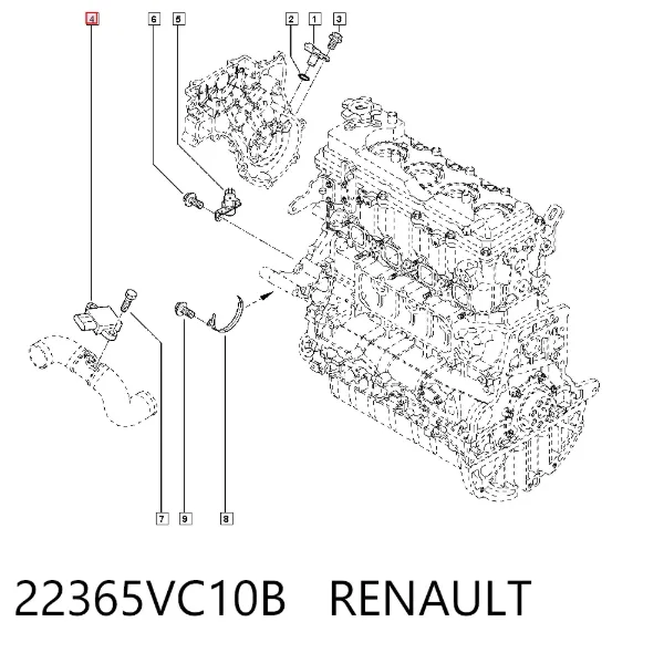 Sensor de presión de sobrealimentación 22365VC10B Renault (RVI)