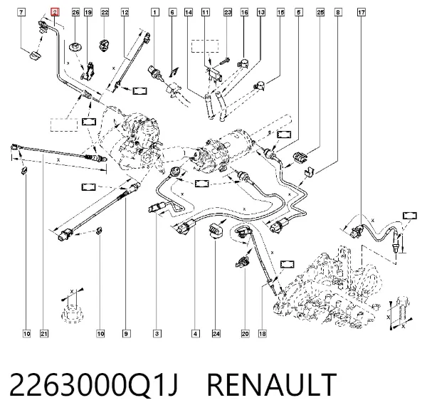 Sensor de temperatura de gases de escape antes de la turbina 2263000Q1J Renault (RVI)