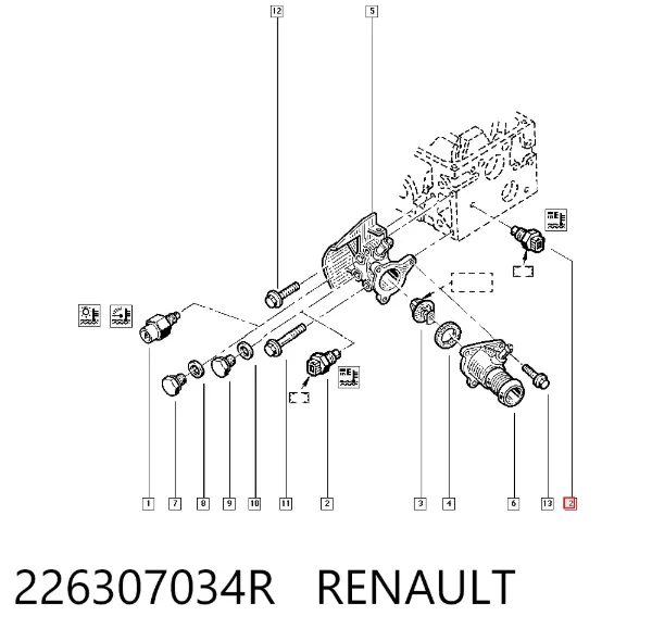 Sensor de temperatura 226307034R Renault (RVI)