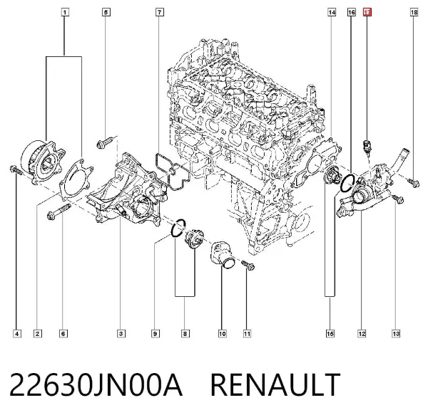 Sensor de temperatura 22630JN00A Renault (RVI)