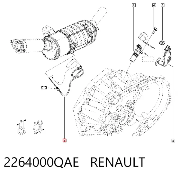 Sensor de temperatura de gases de escape antes del filtro de partículas 2264000QAE Renault (RVI)