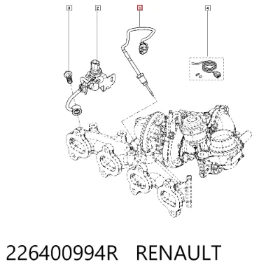 Sensor de temperatura de gases de escape antes de la turbina RENAULT 226400994R