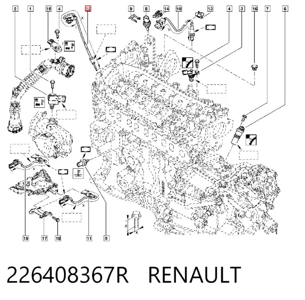 Sensor de temperatura de gases de escape de la válvula EGR 226408367R Renault (RVI)