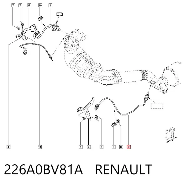 Sonda lambda de oxígeno posterior al catalizador 226A0BV81A Renault (RVI)