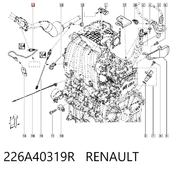 Sonda lambda de oxígeno posterior al catalizador 226A40319R Renault (RVI)