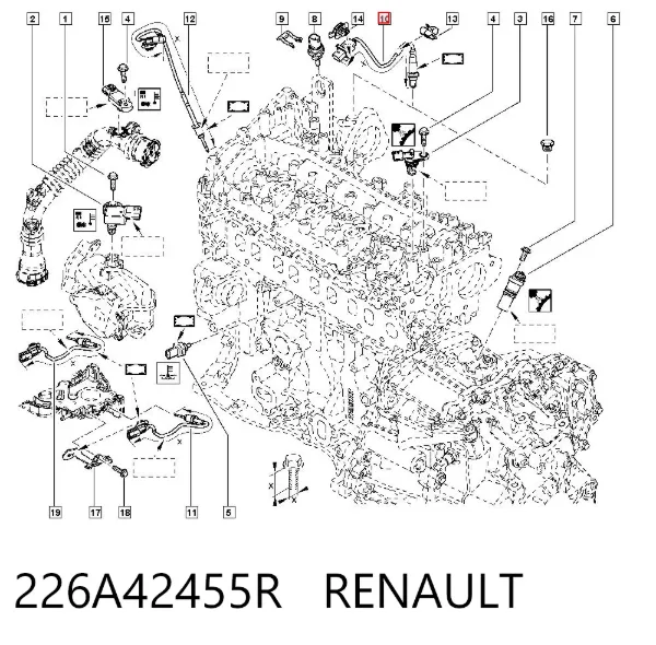 Sensor de oxígeno previo al catalizador 226A42455R Renault (RVI)