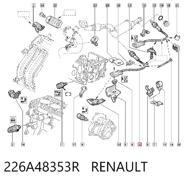 Sensor de oxígeno previo al catalizador 226A48353R Renault (RVI)