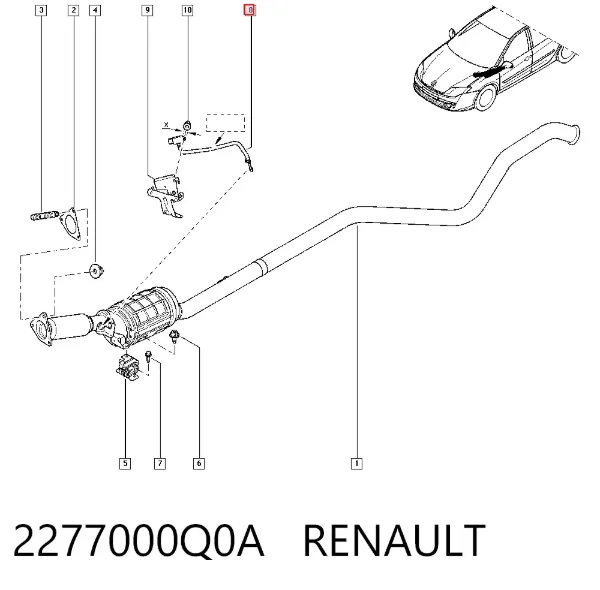 Sensor de presion gases de escape 2277000Q0A Renault (RVI)