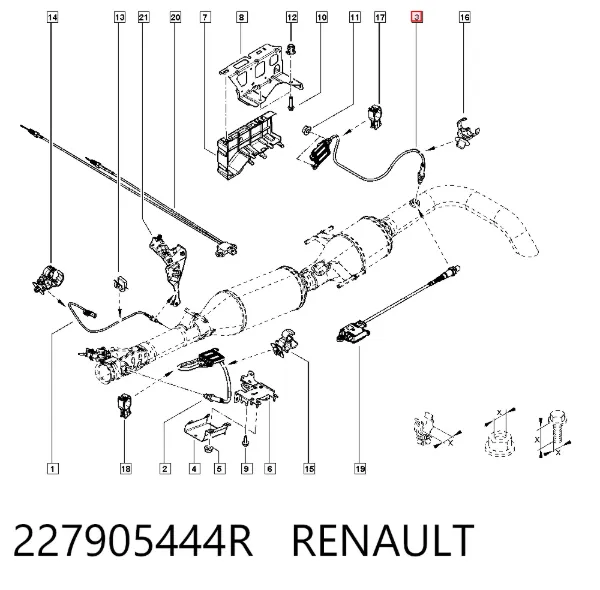Sensor de óxidos de nitrógeno NOx 227905444R Renault (RVI)