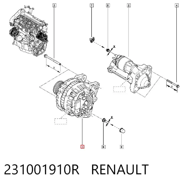 Alternador 231001910R Renault (RVI)