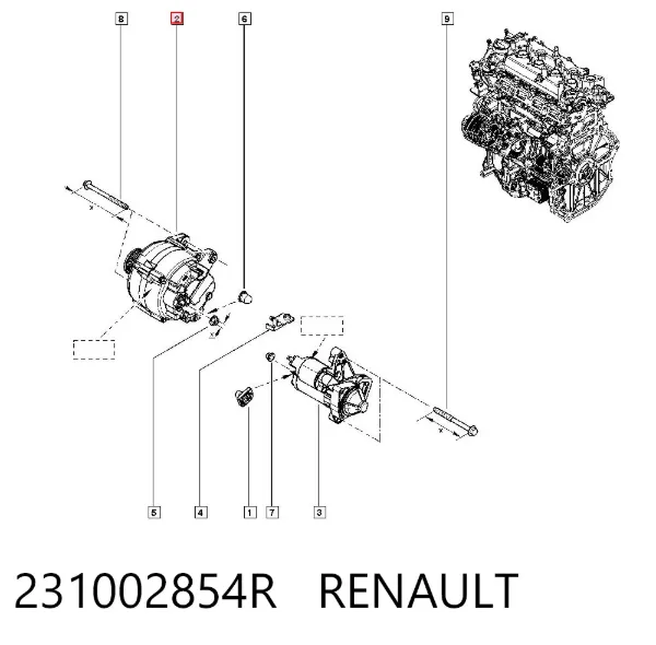 Alternador 231002854R Renault (RVI)