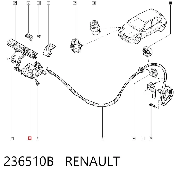 Cerradura de capó 236510B Renault (RVI)