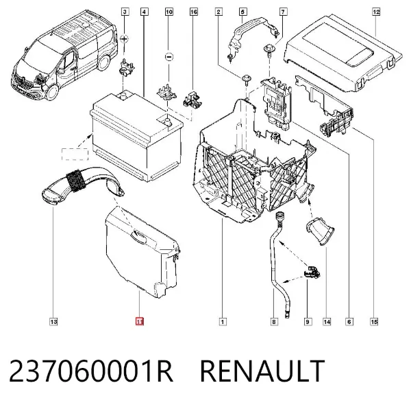 Tapa de la batería 237060001R Renault (RVI)