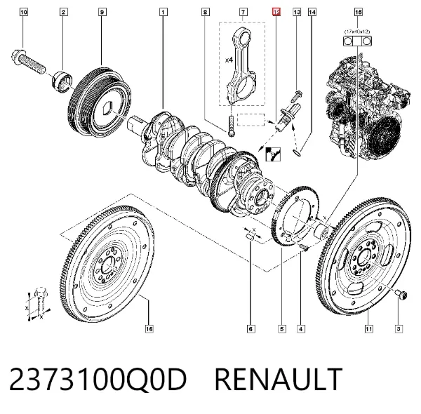 Sensor de cigüeñal 2373100Q0D Renault (RVI)