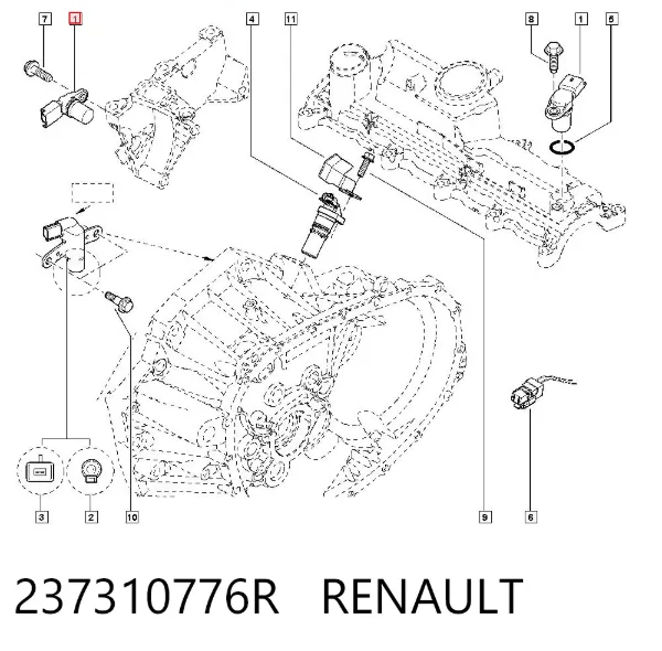 Sensor de árbol de levas 237310776R Renault (RVI)