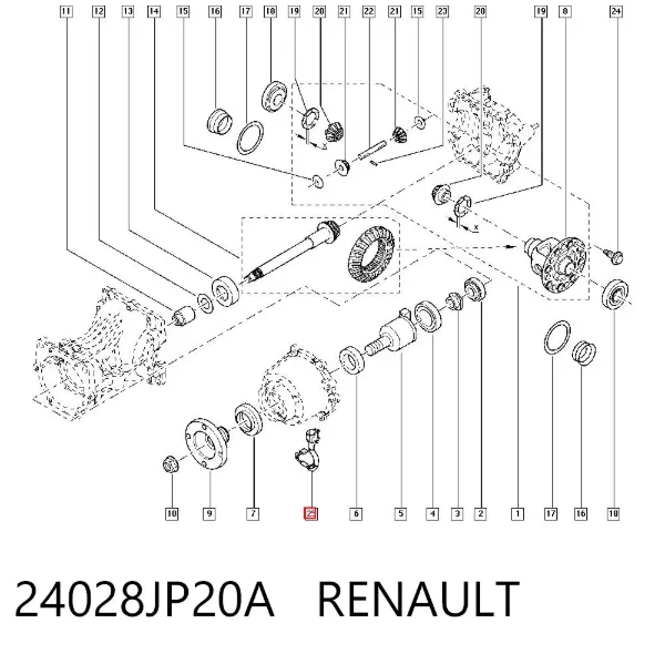 Cable del embrague de conexión del eje trasero 24028JP20A Renault (RVI)