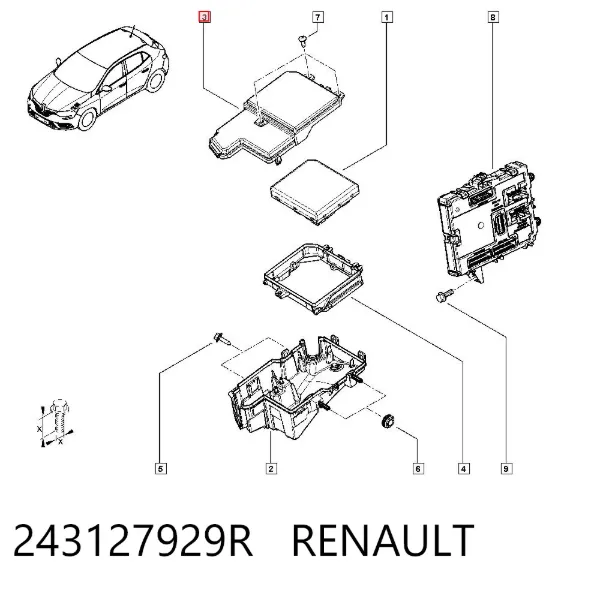 Tapa de la caja de fusibles 243127929R Renault (RVI)