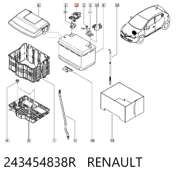 Tapa de terminal de batería 243454838R Renault (RVI)