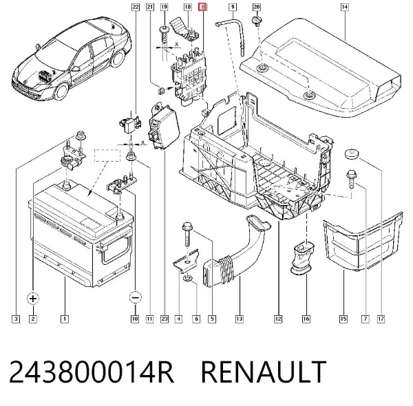 Caja de fusibles 243800014R Renault (RVI)
