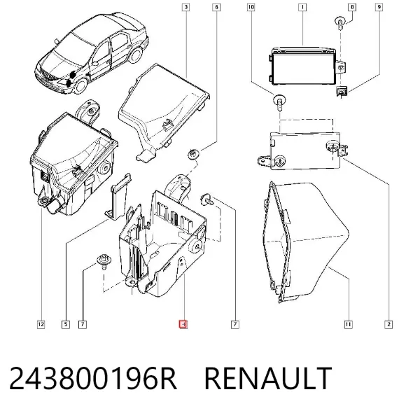 Carcasa de la caja de fusibles 243800196R Renault (RVI)