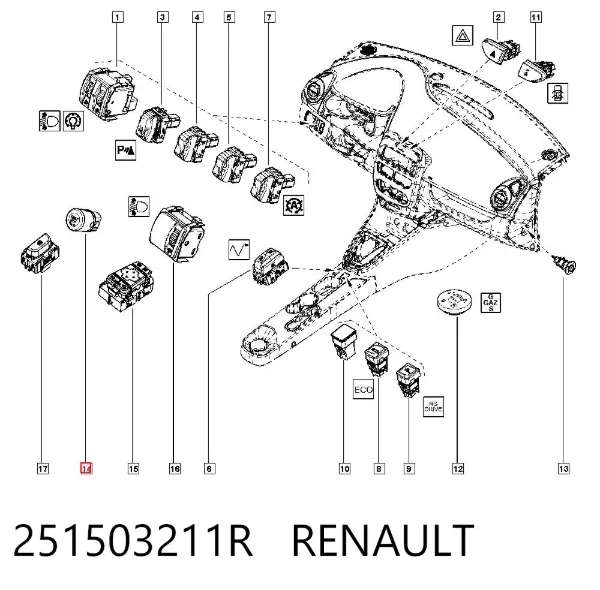 Botón de arranque del motor 251503211R Renault (RVI)