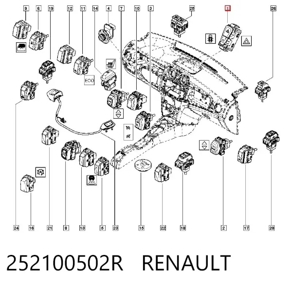 Boton de luz de emergencía 252100502R Renault (RVI)