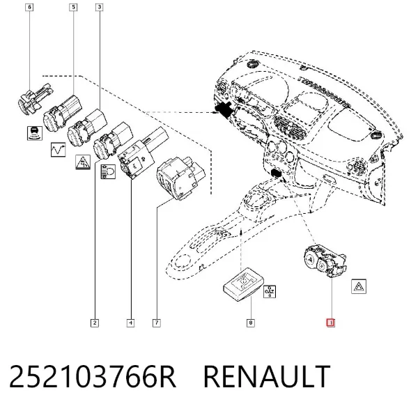 Boton de luz de emergencía 252103766R Renault (RVI)