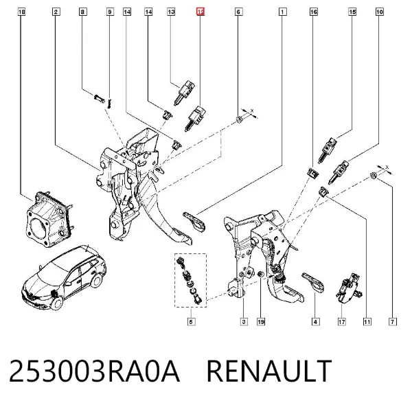 Interruptor de luz de freno 253003RA0A Renault (RVI)
