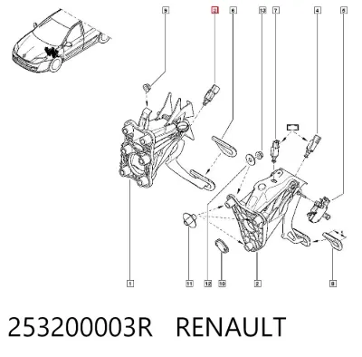 Interruptor de luz de freno RENAULT 253200003R